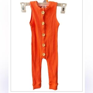 Olive + Scout ribbed Orange romper sleeveless size 12-18 months